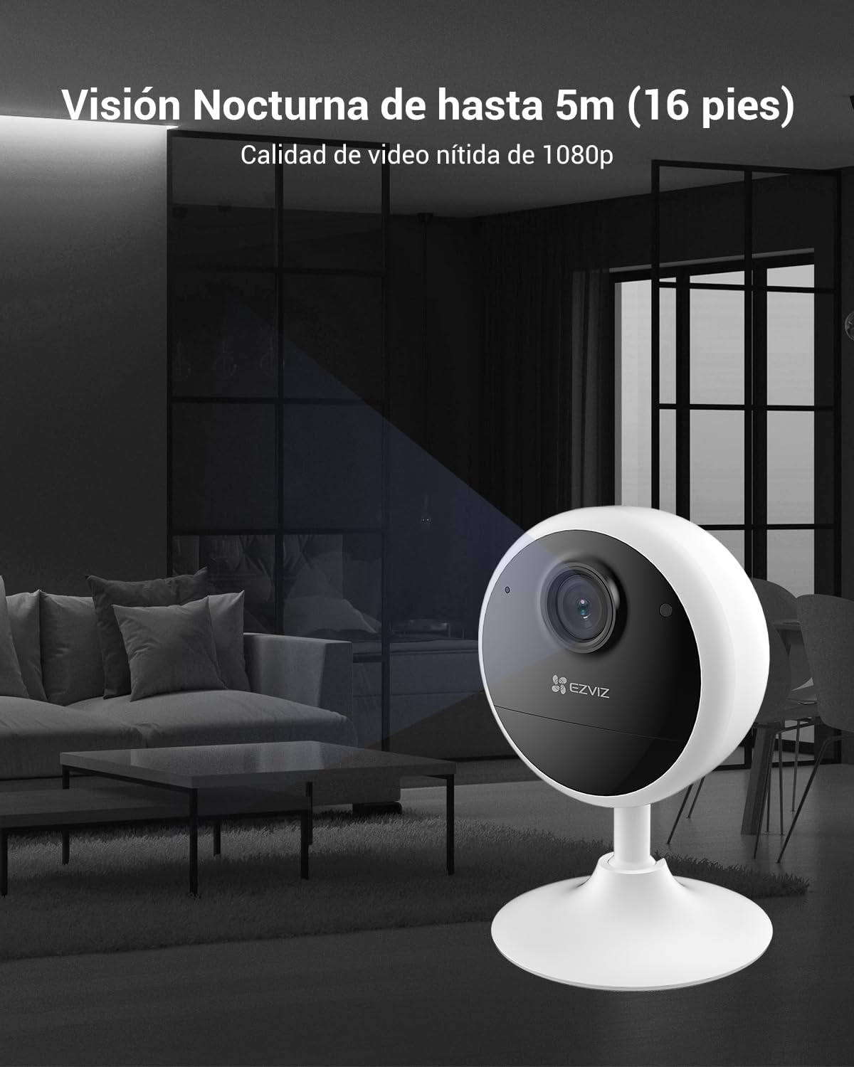 EZVIZ Camara Vigilancia WiFi Interior con Bateria de 40 Dias 1080P Camara IP de Seguridad, Deteccion de Persona Humana, Audio Bidireccional, Soporta Tarjeta hasta 512GB,Compatible con Alexa,CB1