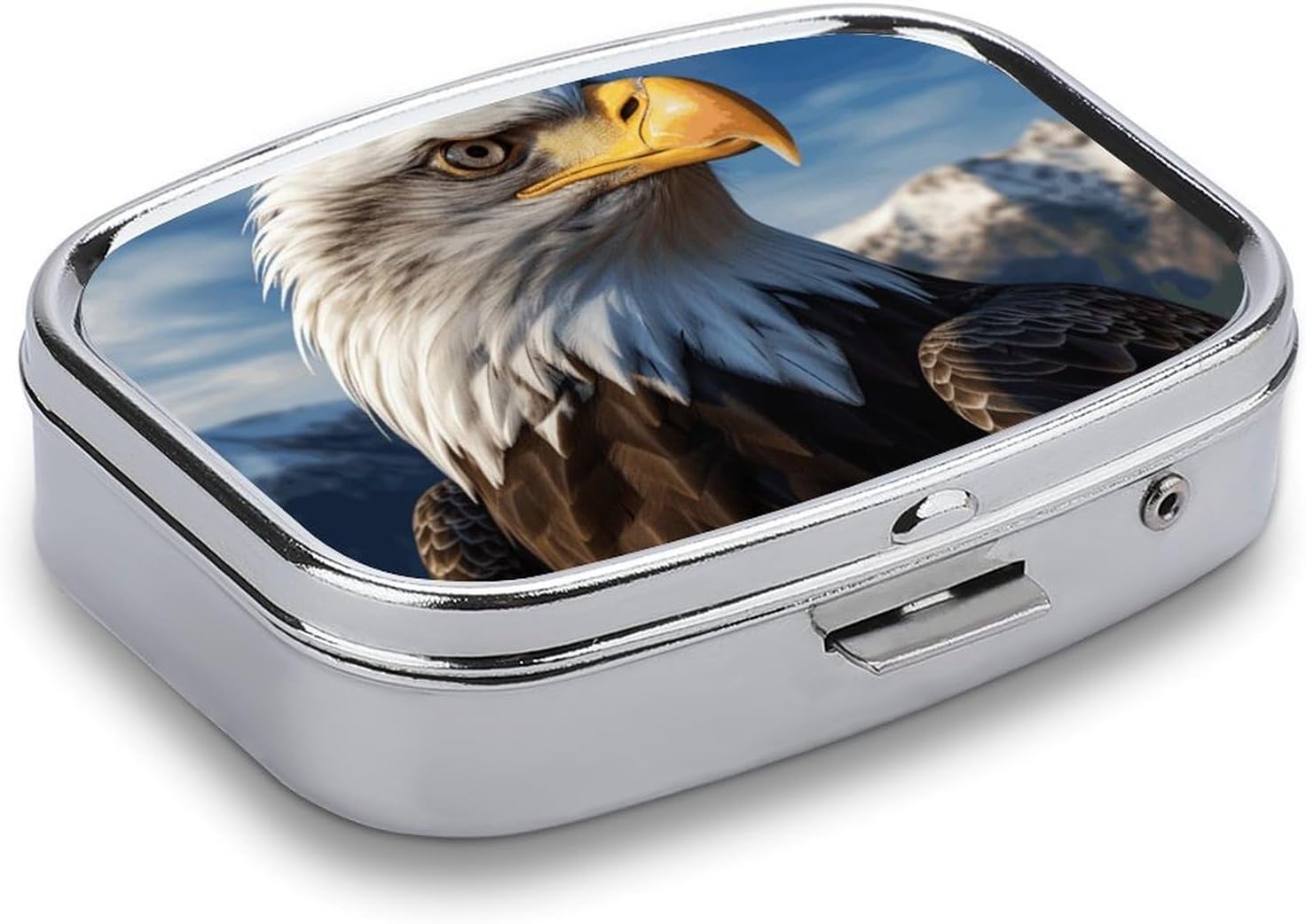 American Bald Eagle Square Pill Case, Metal Pill Organizer image 3
