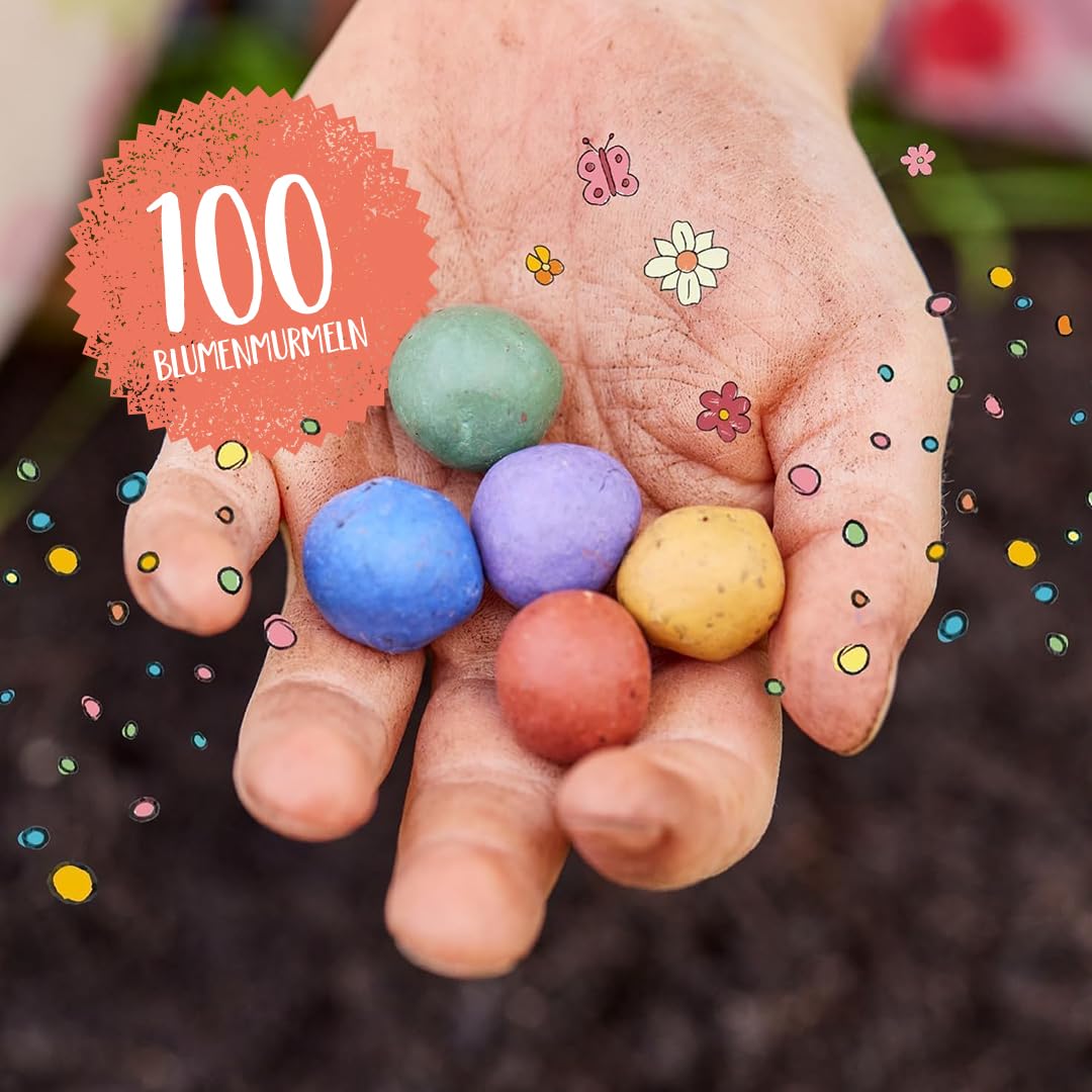 Die Stadtgärtner I 100 bunte Blumenmurmeln – lose & unverpackt zum Basteln und Verschenken I Natürliche Geschenke und Mitgebsel für Kinder & Erwachsene