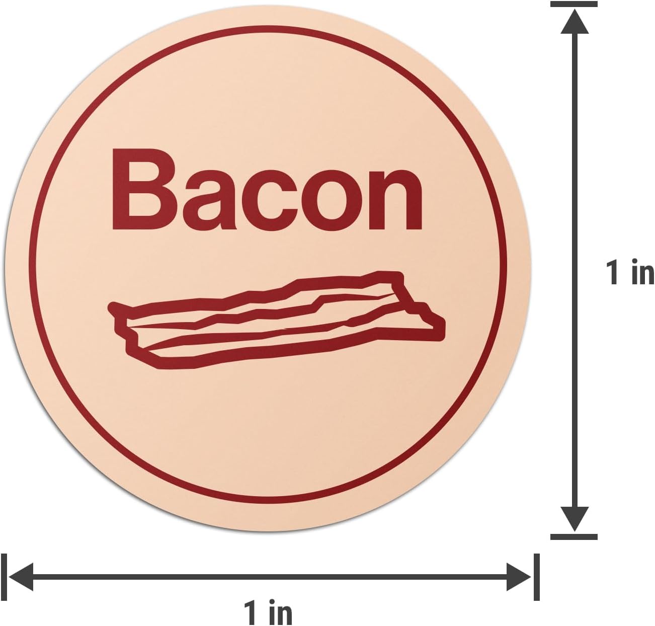 Bacon Stickers, Round Food Labels, 1 inch, Beige/Red, 600 Count | Meat Packaging Labels, For Delis, For Butcher Shops, For Restaurants, For Food Trucks