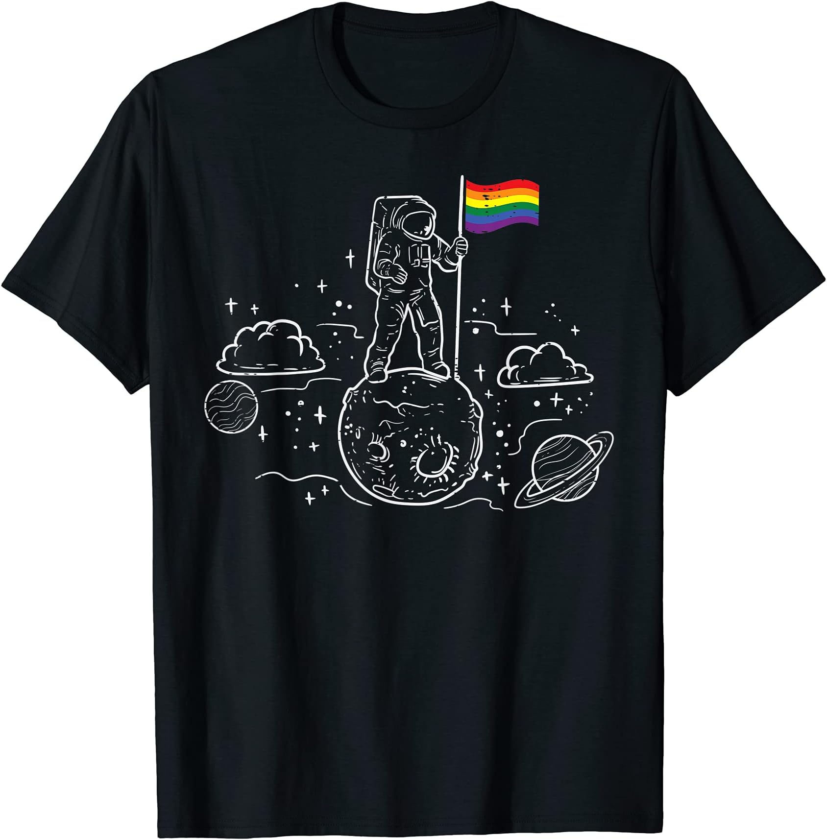 Gay Pride Shirts LGBTQ Ally LGBT Men Women GiftAstronaut Moon Rainbow Flag Space LGBTQ Gay Pride Ally T-Shirt