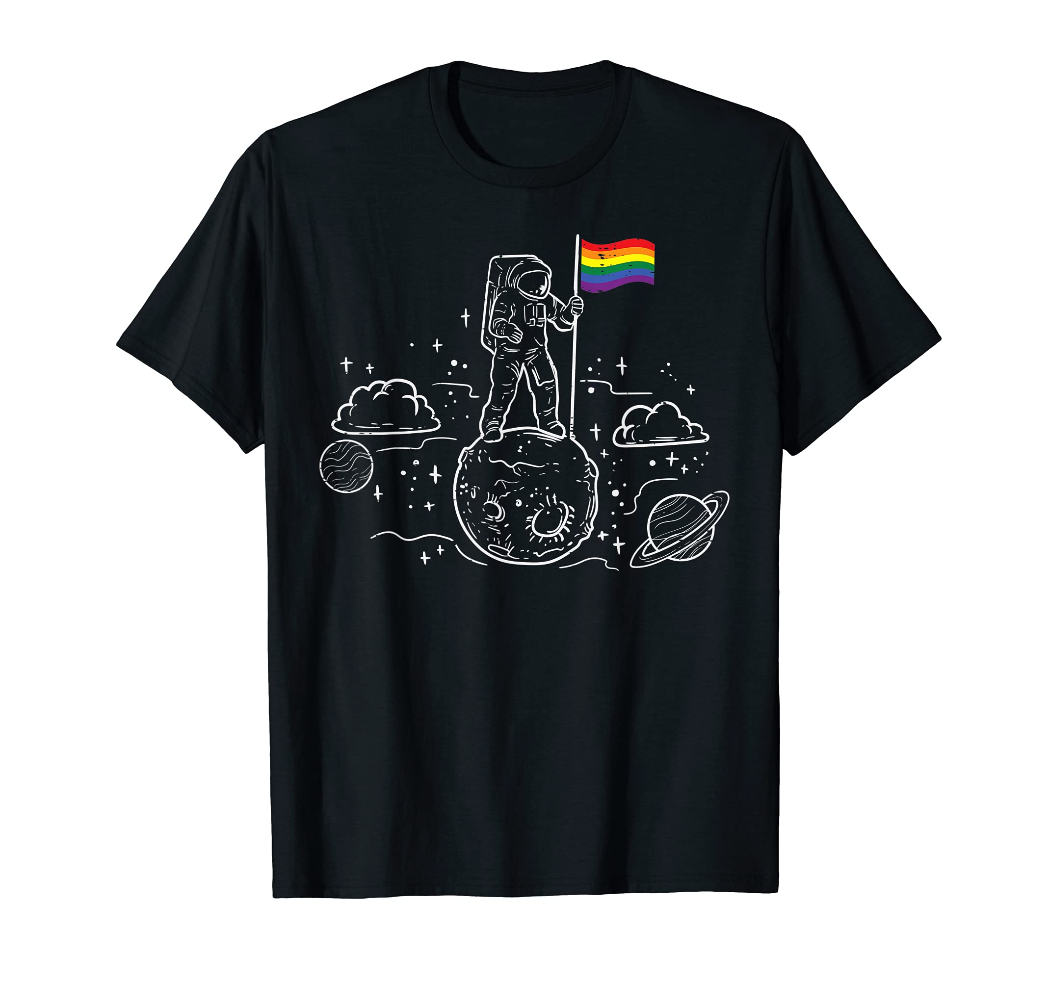 Gay Pride Shirts LGBTQ Ally LGBT Men Women GiftAstronaut Moon Rainbow Flag Space LGBTQ Gay Pride Ally T-Shirt