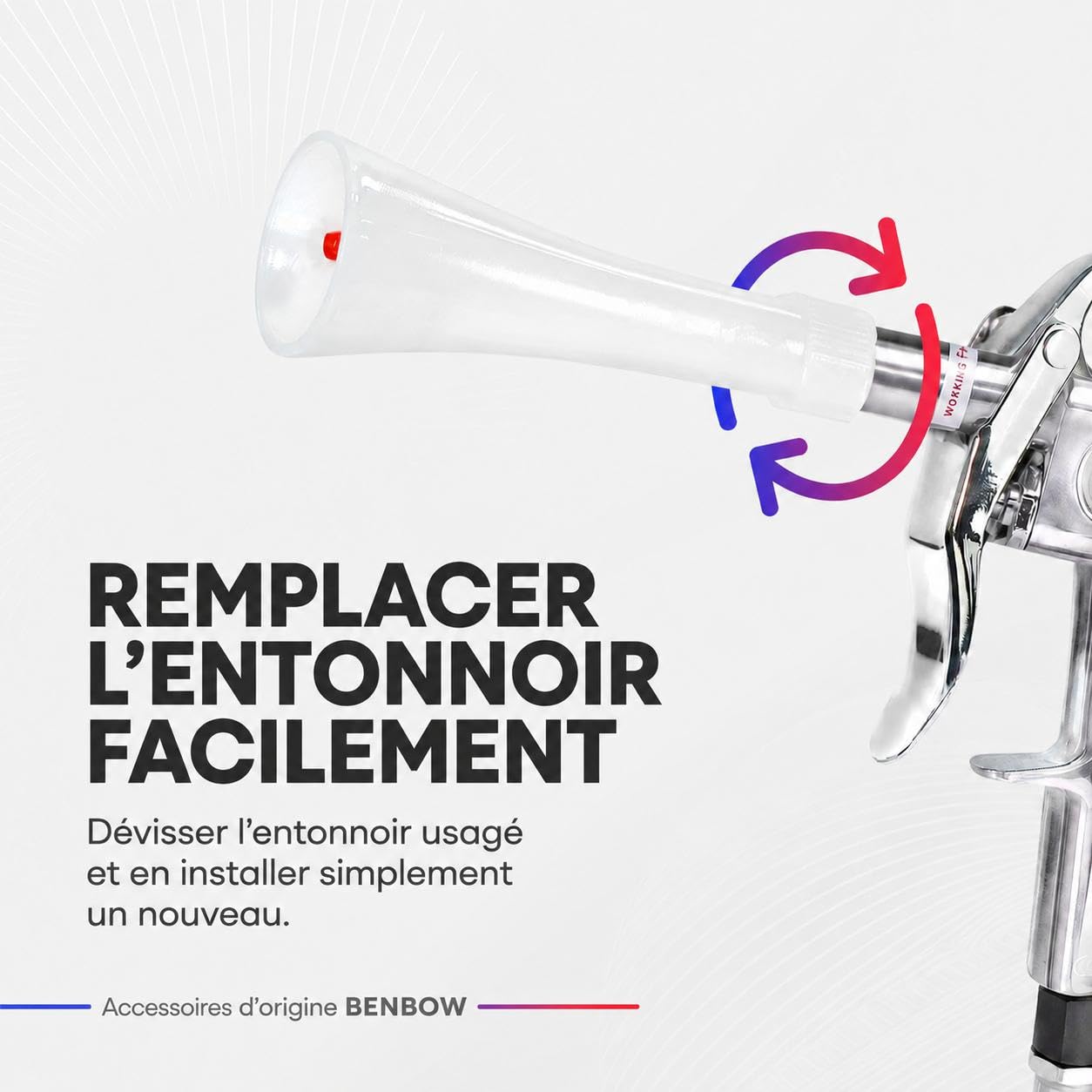 BenBow Lot de 10 entonnoirs de rechange 016 en acier inoxydable pour pistolet de nettoyage à air comprimé - Accessoires à air comprimé - Compatible avec les pistolets Classic