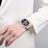 Vista 15 de Correa de reloj de cuero compatible con Fitbit Sense 2/Fitbit Versa 4 correas para mujer, correa de cuero elegante con hebilla de metal de diamantes