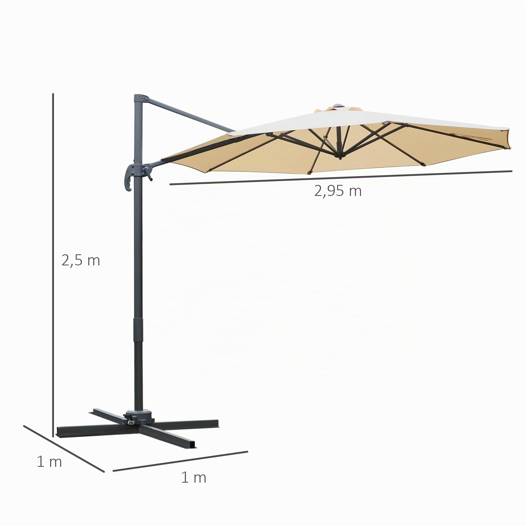 Outsunny Parasol Déporté Octogonal Inclinable