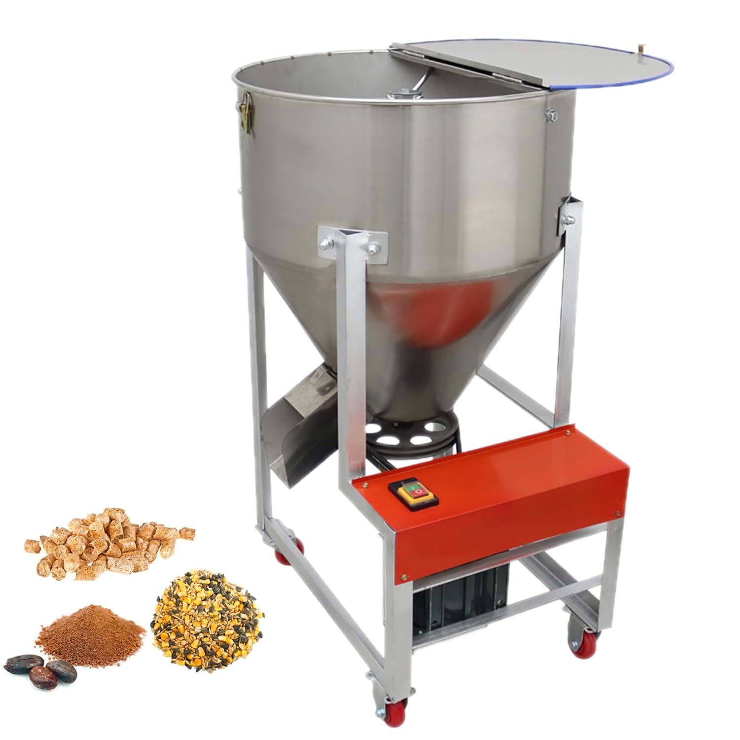 Dry Powder Mixer Blender Feed Mixing Machine 165lbs Dry Wet Powder Mixer Particle Granule Blender Stainless Steel 110V