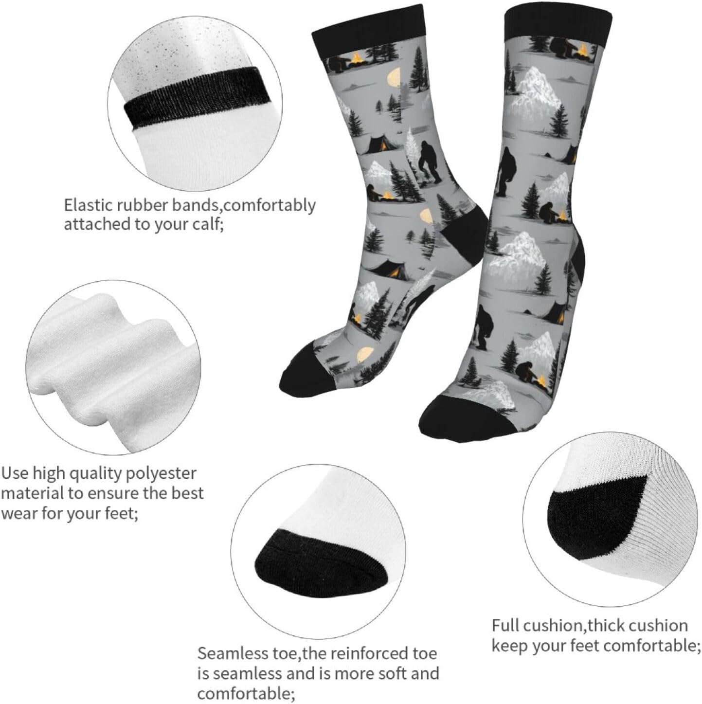 Funny Rock Panda Novelty Socks Casual Athletic Crazy Crew Socks For Women Men Gifts - Image 7