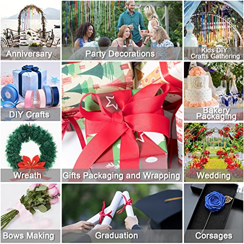 Royal Blue 1" X 50 Yards Solid Color Double Faced Grosgrain Ribbon For Gifts Wrapping, Wedding, Party, Crafts, Hair Bows, Flowers, Home Diy Decor #TOP6