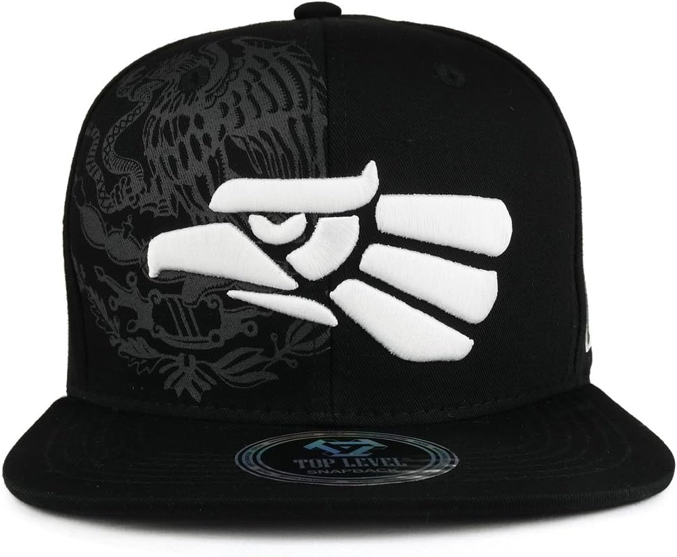 Trendy Apparel ShopHecho En Mexico Eagle 3D Embroidered Flat Bill Snapback Cap - Black White