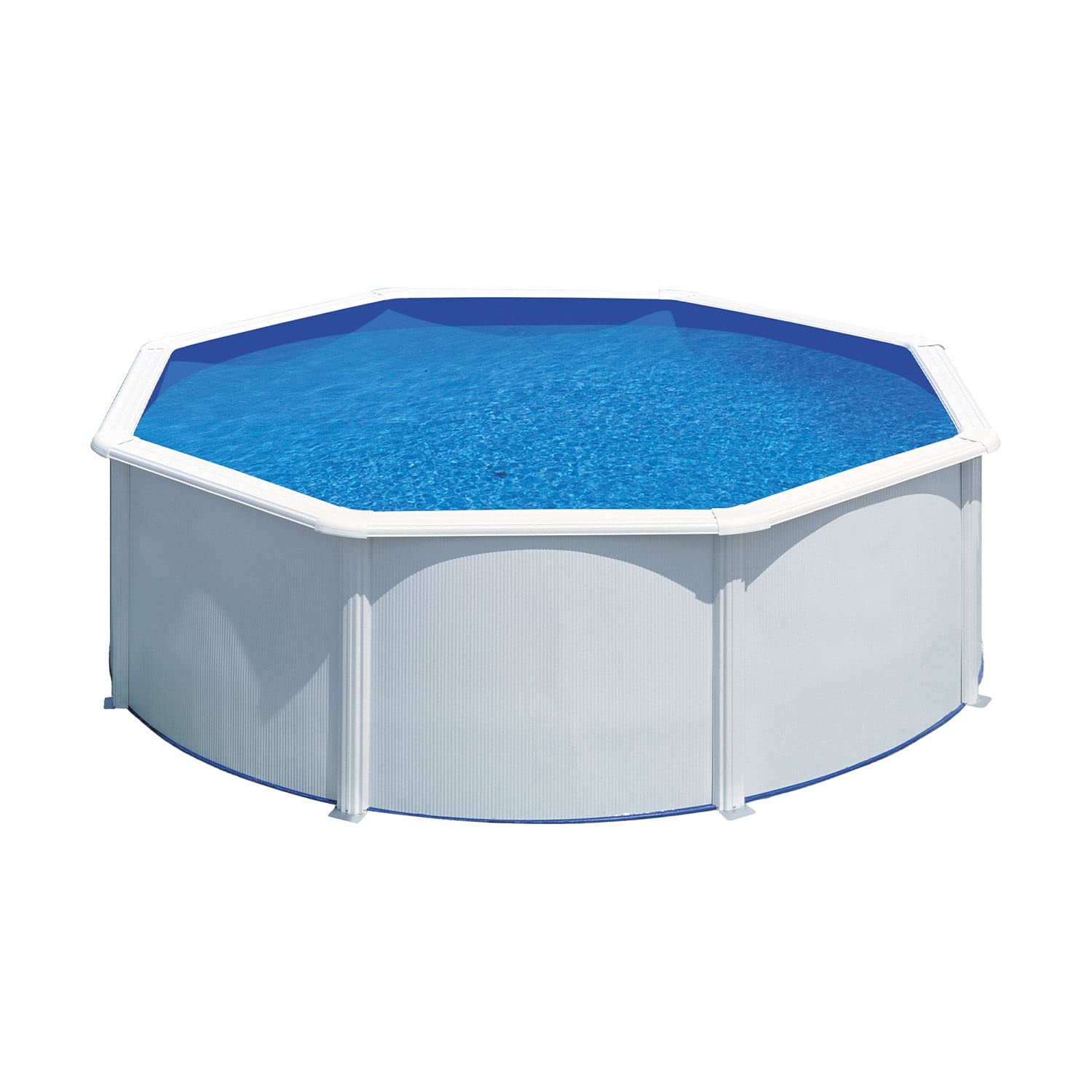 Paradies Pool® Gre Giant rund 460x120cm (Ø x H), Stahlwandbecken Weiss, Poolplane in blau 0,4mm, Handlauf extra breit, inkl. Skimmer-Set und Leiter, Swimmingpool, Menge: 1 Stück