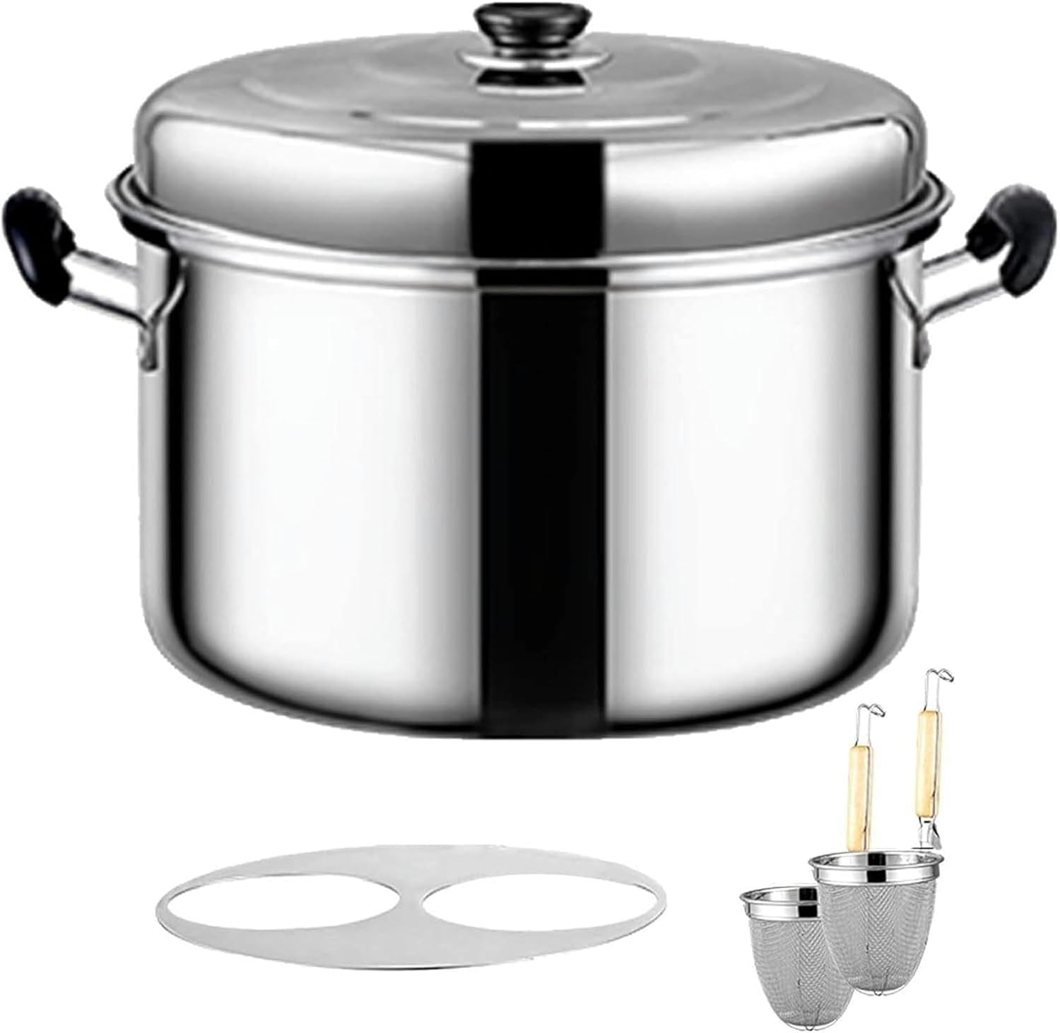 Pasta Pots Pasta Cooker, Pasta Pot With Colander, Stainless Steel Vegetable Noodle Cooking Pot, Commercial 2/3/4 Holes Soup Pot Set With Lid, Gas Stove And Induction Cooker Can Be Used