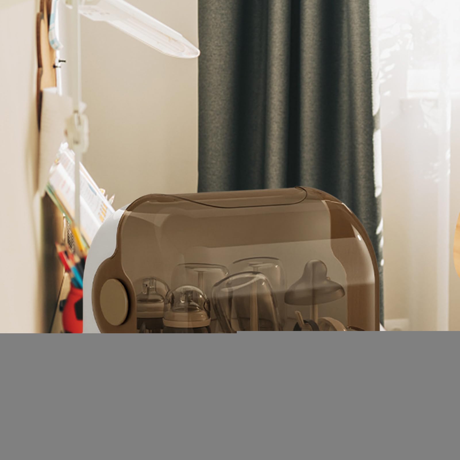 Organisateur de biberon, Rack de séchage à biberon avec Couvercle | boîte de Rangement de Bouteille pour Tout-Petits avec Plateau Goutte à Goutte Amovible, Porte-séchage Portable à poussière