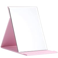 Vista 1 de DUcare Espejo plegable portátil de viaje PU portátil ajustable rectangular ultrafino espejo de tocador con soporte rosa