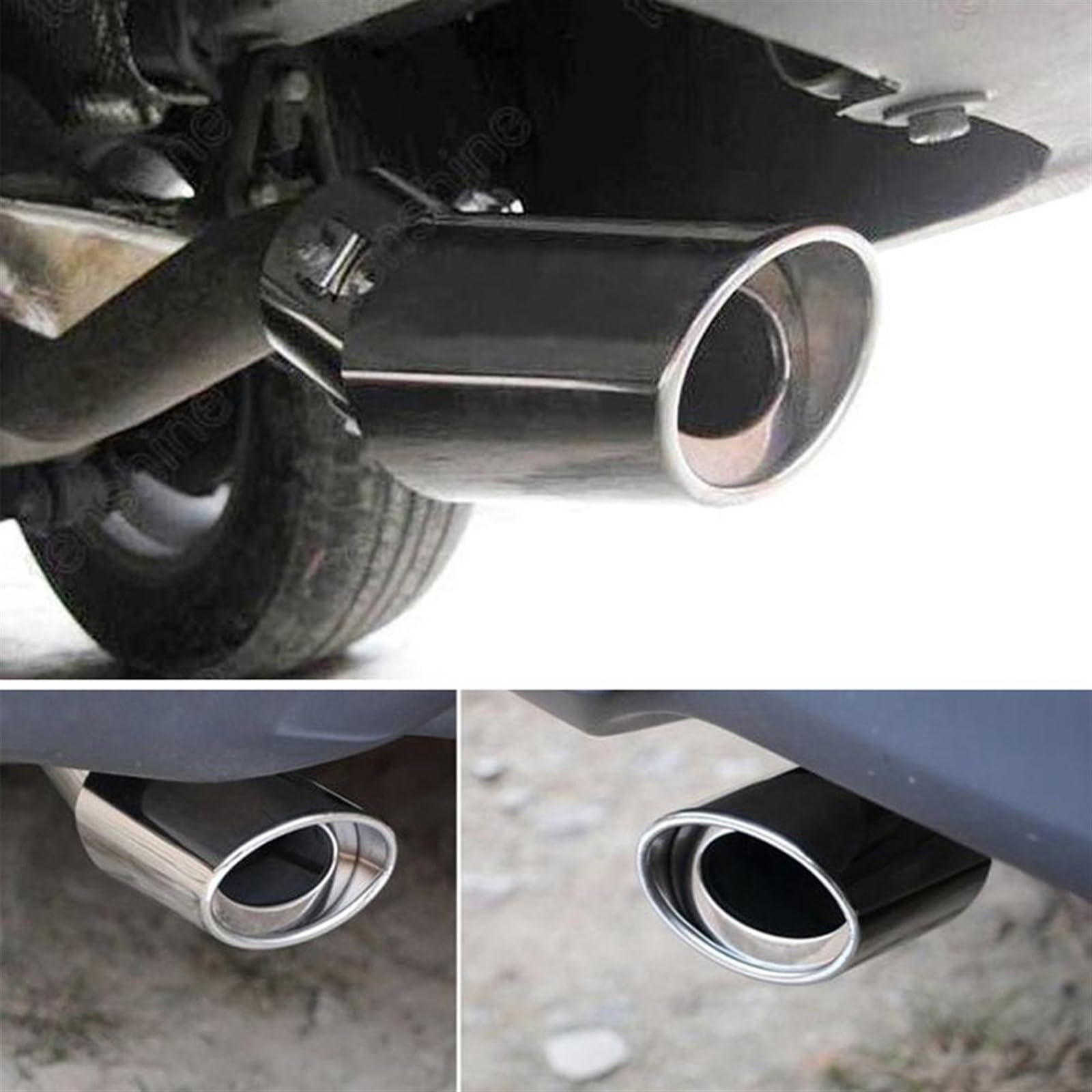 Cola Garganta Silenciador de tubo para escape redondo acero inoxidable para coche, accesorios universales para automóviles, se adapta a tubos diámetro