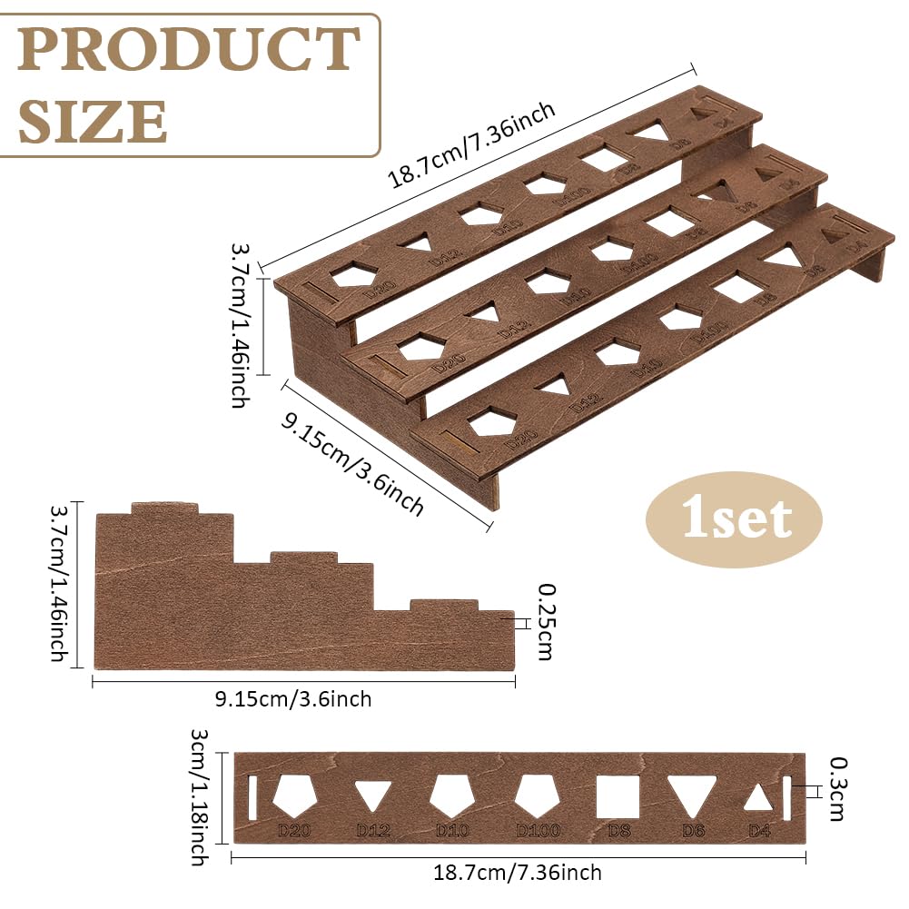 BENECREAT Wooden Dice Holder, 3 tier Dice Display Rack - Image 2