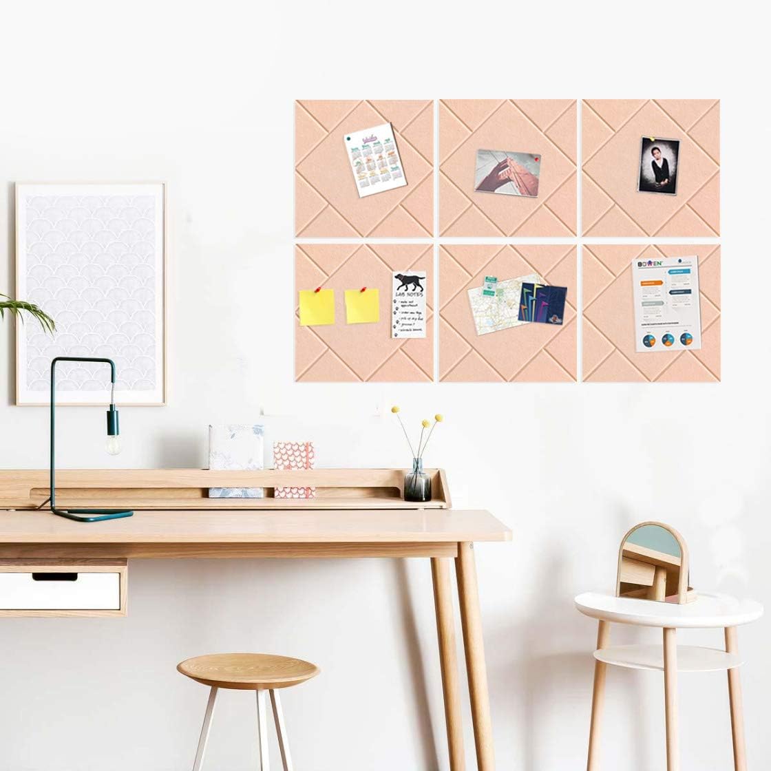 HyFanStr Large Pin Board 30x30cm, Felt Decorative Notice Board Bulletin Board for Bedroom and