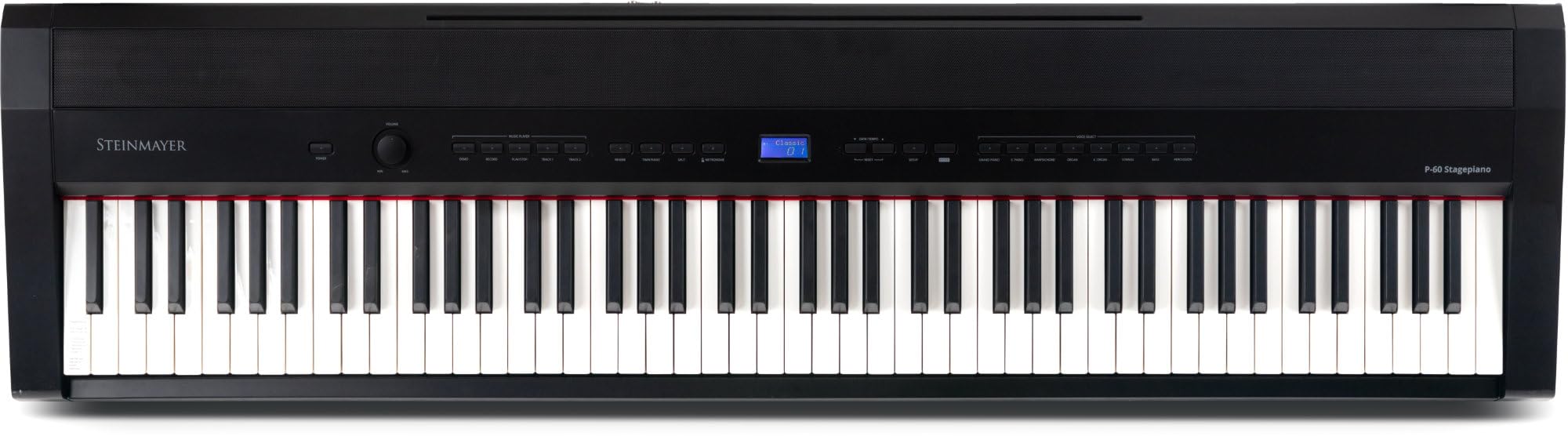 P-60 SM Stagepiano Home Set (88 Tasten und passendem Unterbau, Hammermechanik, Anschlagdynamik, 128-fach polyphon, 14 Sounds, inkl. Pianobank, Kopfhörer, Notenhalter, & Noten) schwarz