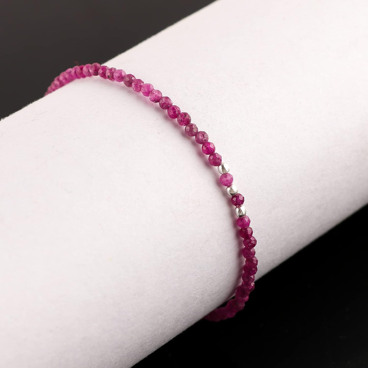 Minimalist Beaded Bracelet for Women – 2-3mm Micro Faceted Crystal Beads | Lightweight Adjustable Layering Bracelet - Image 4
