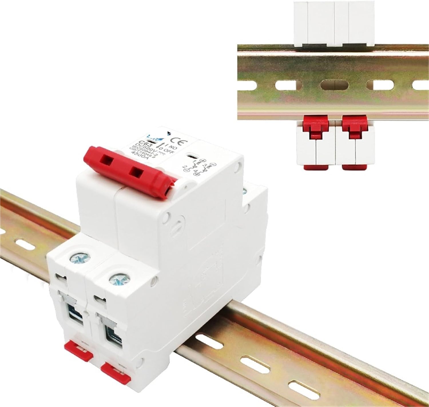 DC Circuit Breaker Solar Automatic Switch for Solar Panel DC Protection Machine 500V 6A 10A 16A 20A to 63A DIN Rail 2P(20A)
