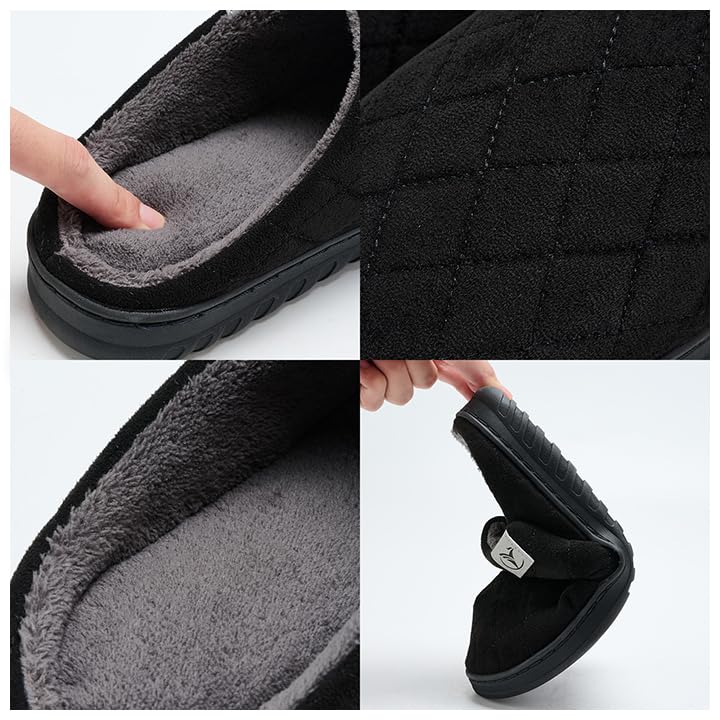 Mens Memory Foam Slippers Knitted Lining Non-Slip Indoor Outdoor Slippers4