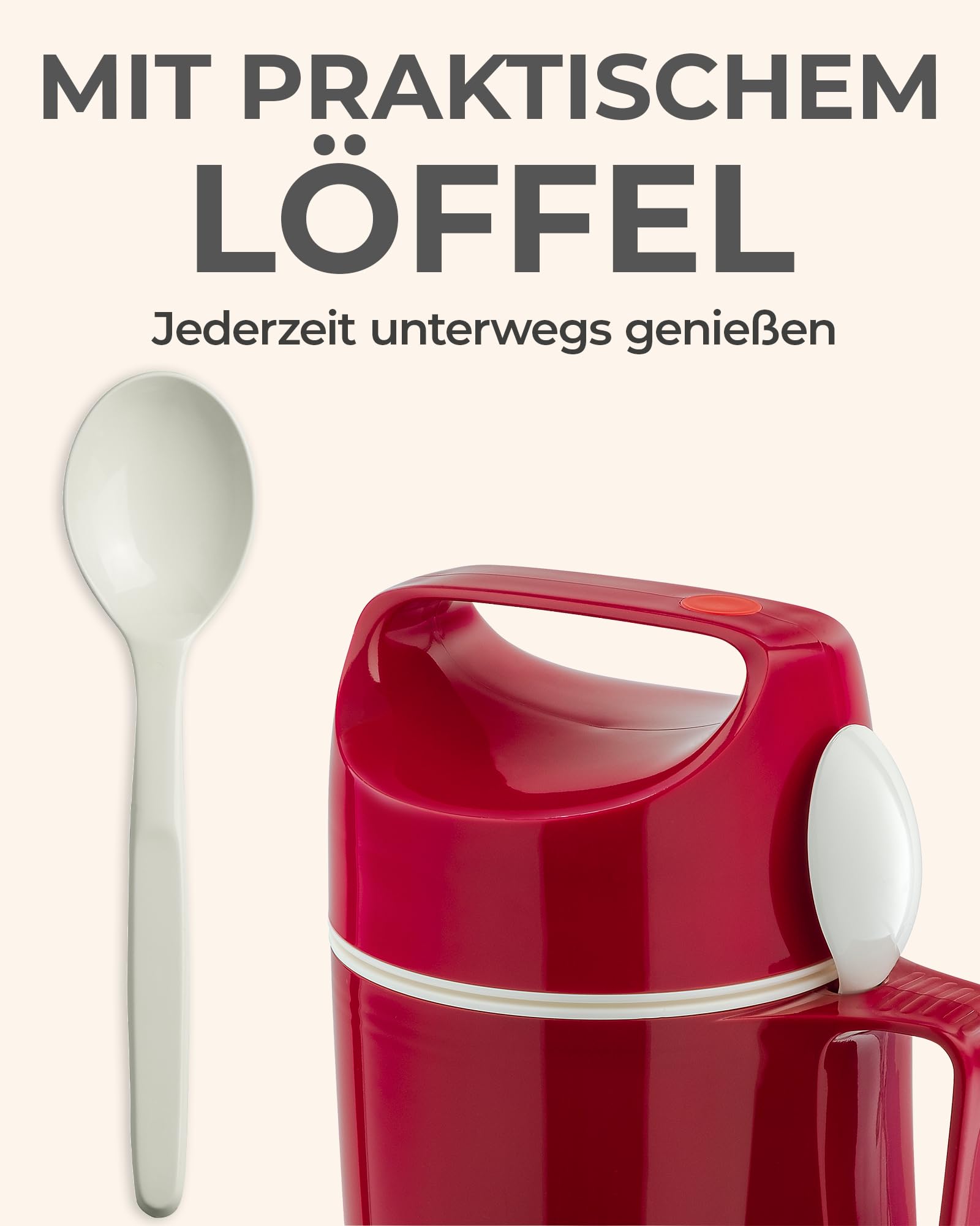 ROTPUNKT Thermobehälter für Essen 0,85L inkl. Löffel – Thermo Lunchbox Heiß & Kalt I Made in Germany I Hochwertiger Thermo Essensbehälter (Dirk 850, Plum)
