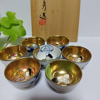 九谷焼 七福神 お猪口 おちょこ 7点 骨董品 時代物 大正時代 Amazon.co.jp: 九谷焼 七福神 お猪口 金箔伝統工芸品 骨董