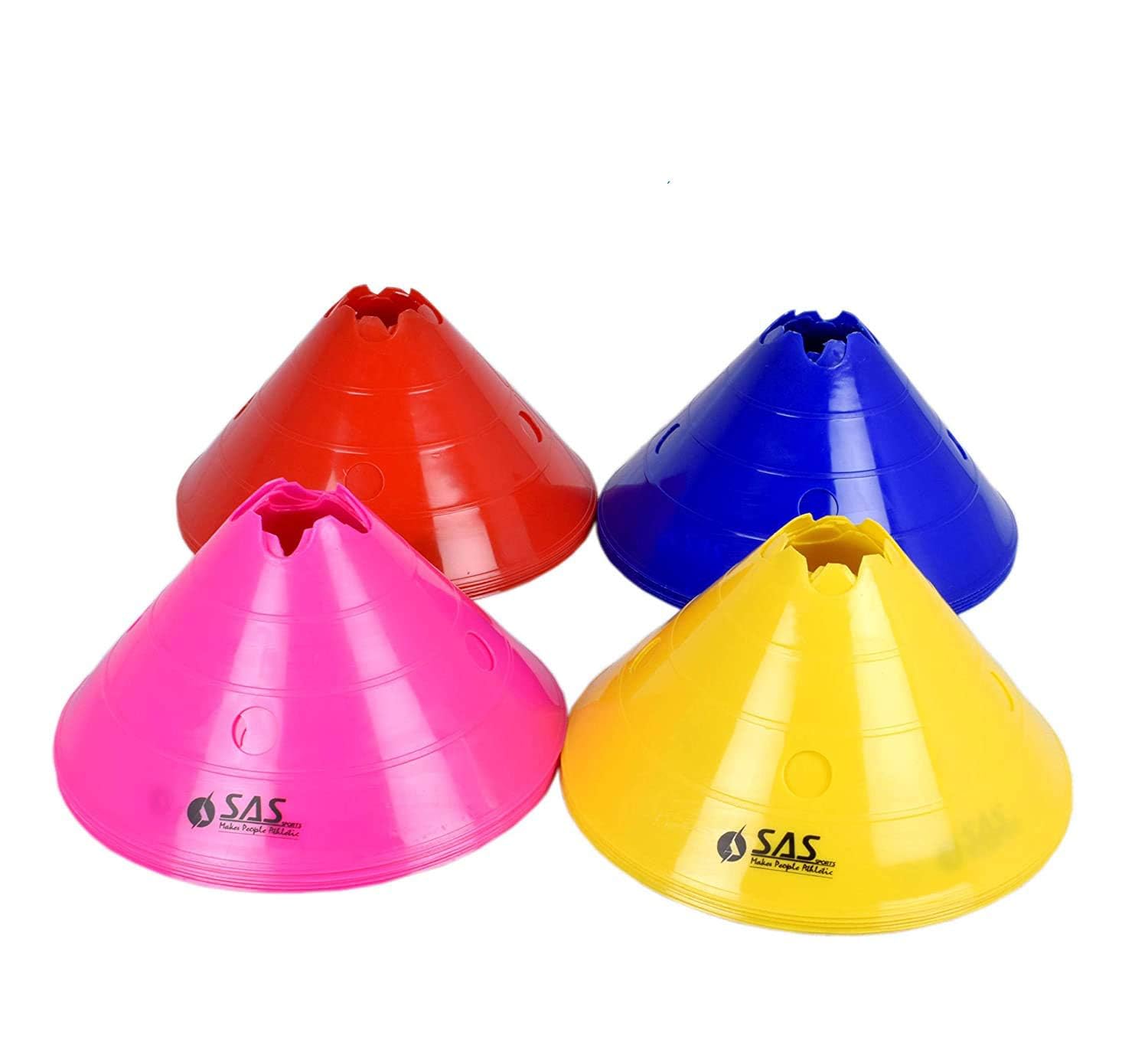 SAS SPORTS Mega Disc Saucer Cone with Hole 6-INCH Cone Marker Set, Plastic Cones Marker Mini Space Markers Discs for Football, Soccer, Baseball, Agility, Field Sports, Kids Footwork Training-image-6