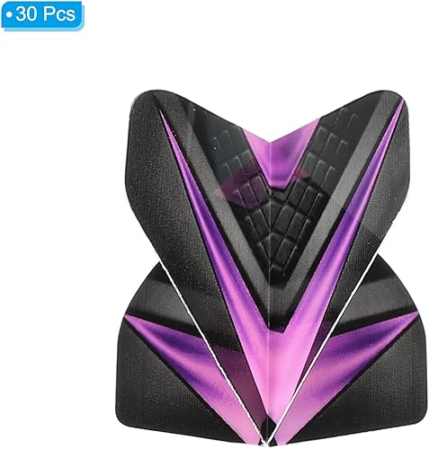 Miniatura 3 de PATIKIL Vuelos de dardos estándar extra gruesos, paquete de 30 vuelos duraderos para un mejor rendimiento, patrón de elementos en V, morado claro