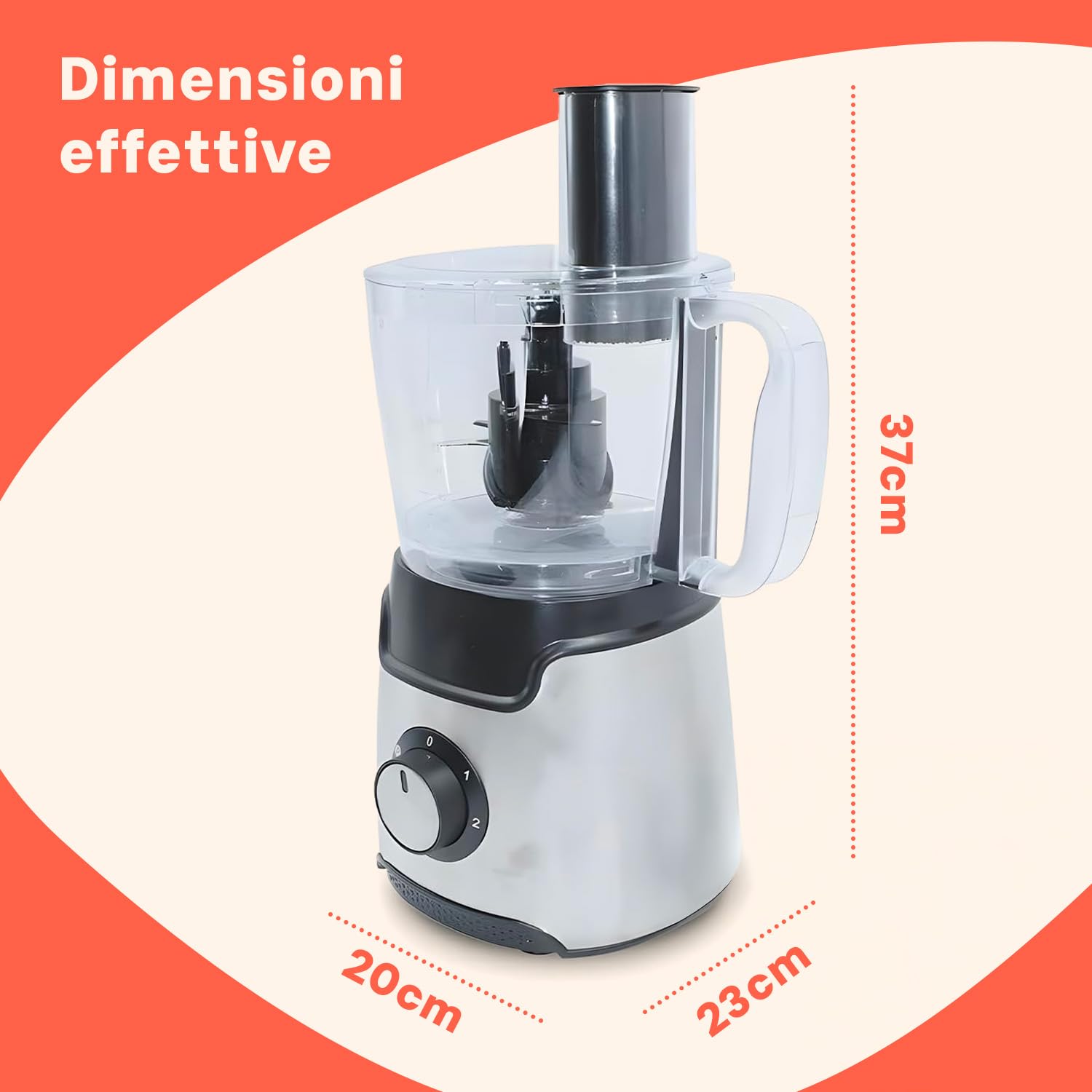 Avilia Robot Multifunzionale 7in1 750W con Boccale da 1,25L - Lame in Acciaio, 2 Velocità e Funzione Pulse - Tritare, Affettare, Grattugiare, Emulsionare, Impastare, Sminuzzare, Montare a Neve