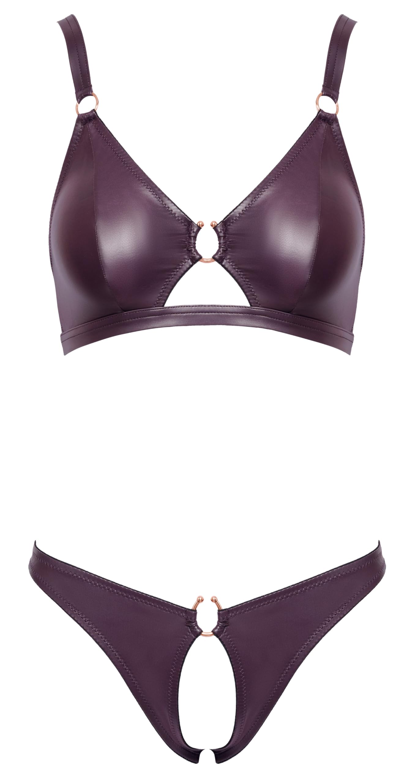 Cottelli Lingerie Women's Bra and Briefs Purple L Purple L