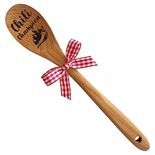 Chili Champion Wooden Serving Spoon for Cooking, Chili Contest Mixing