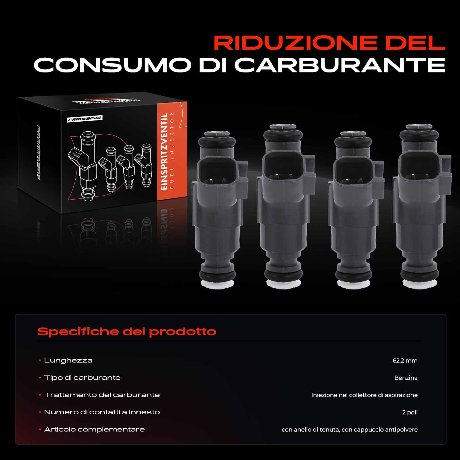 Frankberg 4 x iniettori per iniettori compatibili con One R50 R53 1.4L 1.6L 2001-2006 R50 R53 1.6L 2001-2006 Replace# 13531487607