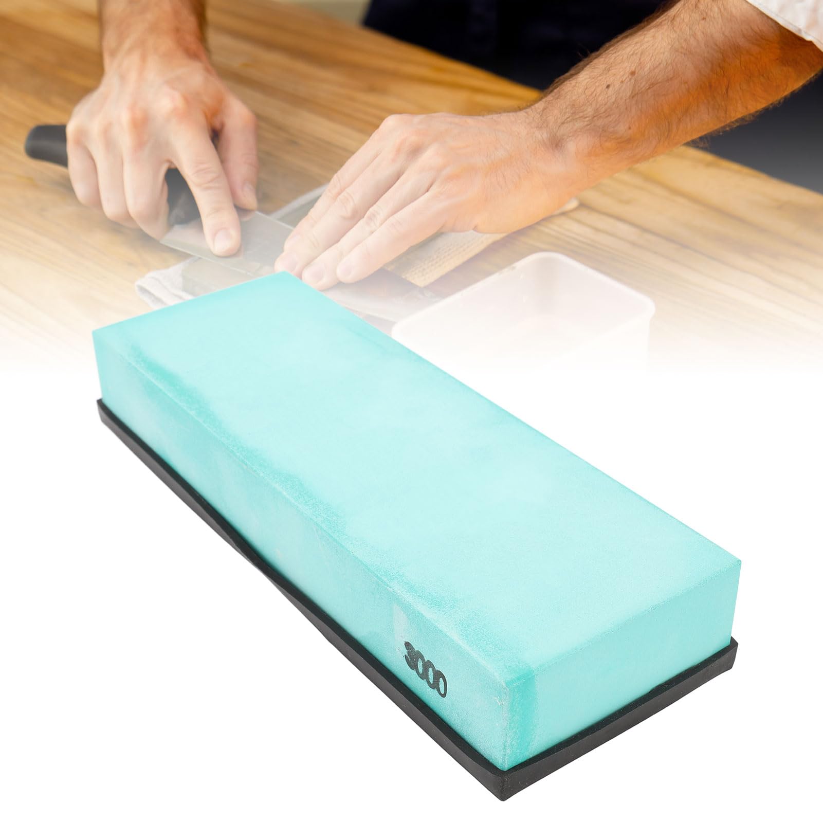 Yosoo Health Gear Pietra per Affilare i Coltelli, Pietra per Affilare in Polvere di Ossido di Alluminio 20 X 7 X 3 Cm con Base Antiscivolo, per Levigare, Lucidare, Appiattire Coltelli, Forbici Nella