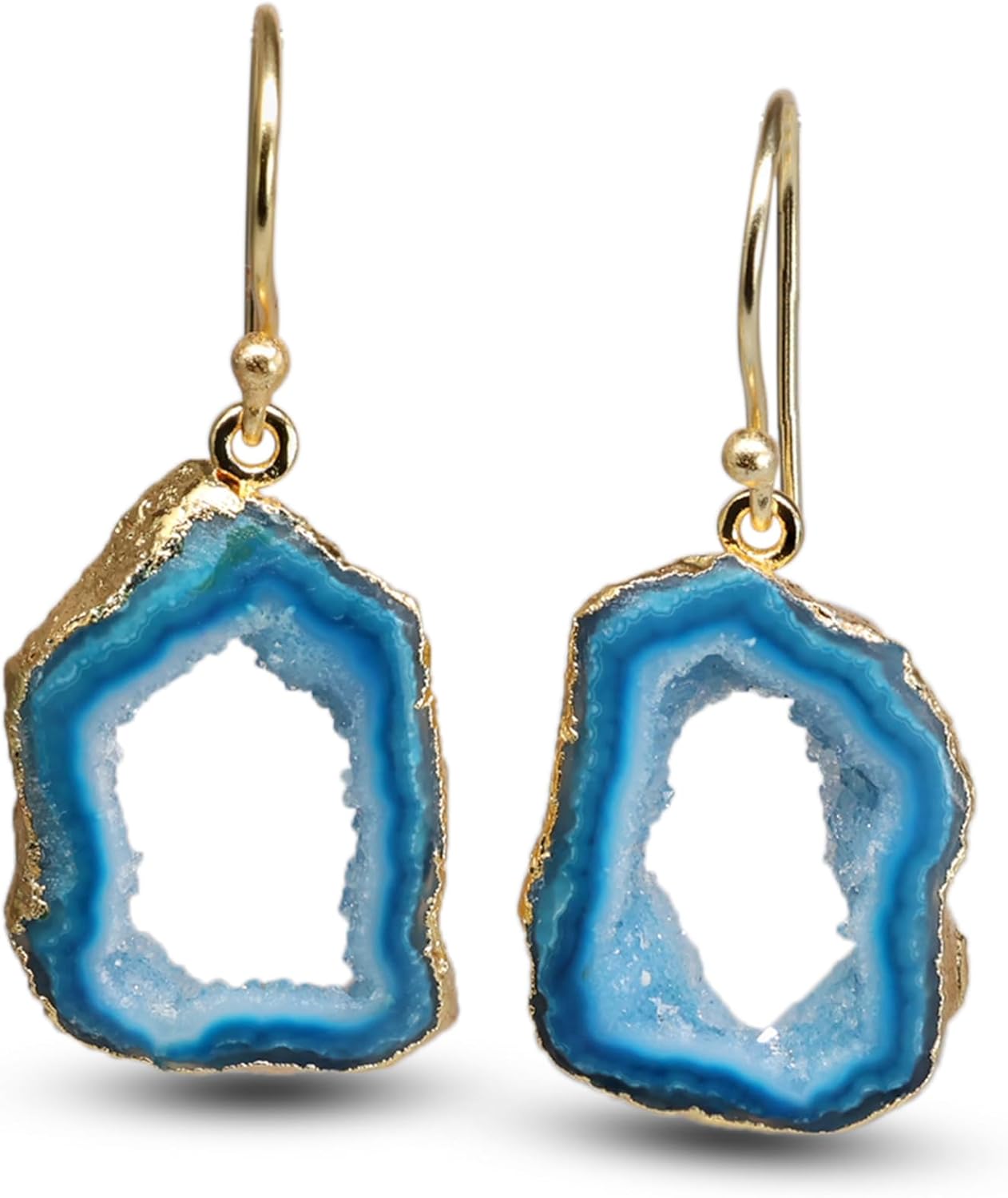 Amazon.com: Agate Dangle Earrings, Geode Crystal Earrings, Both Sides ...