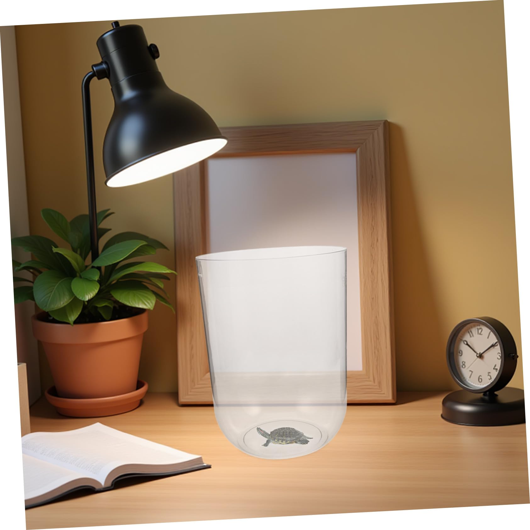 Toddmomy Aquarium Cylindrique Écologique 8l pour Tortues Aquatiques Petit Aquarium de Bureau en Plastique Transparent Design Créatif pour Terrarium Écosystémique Décoratif Adultes Amateurs