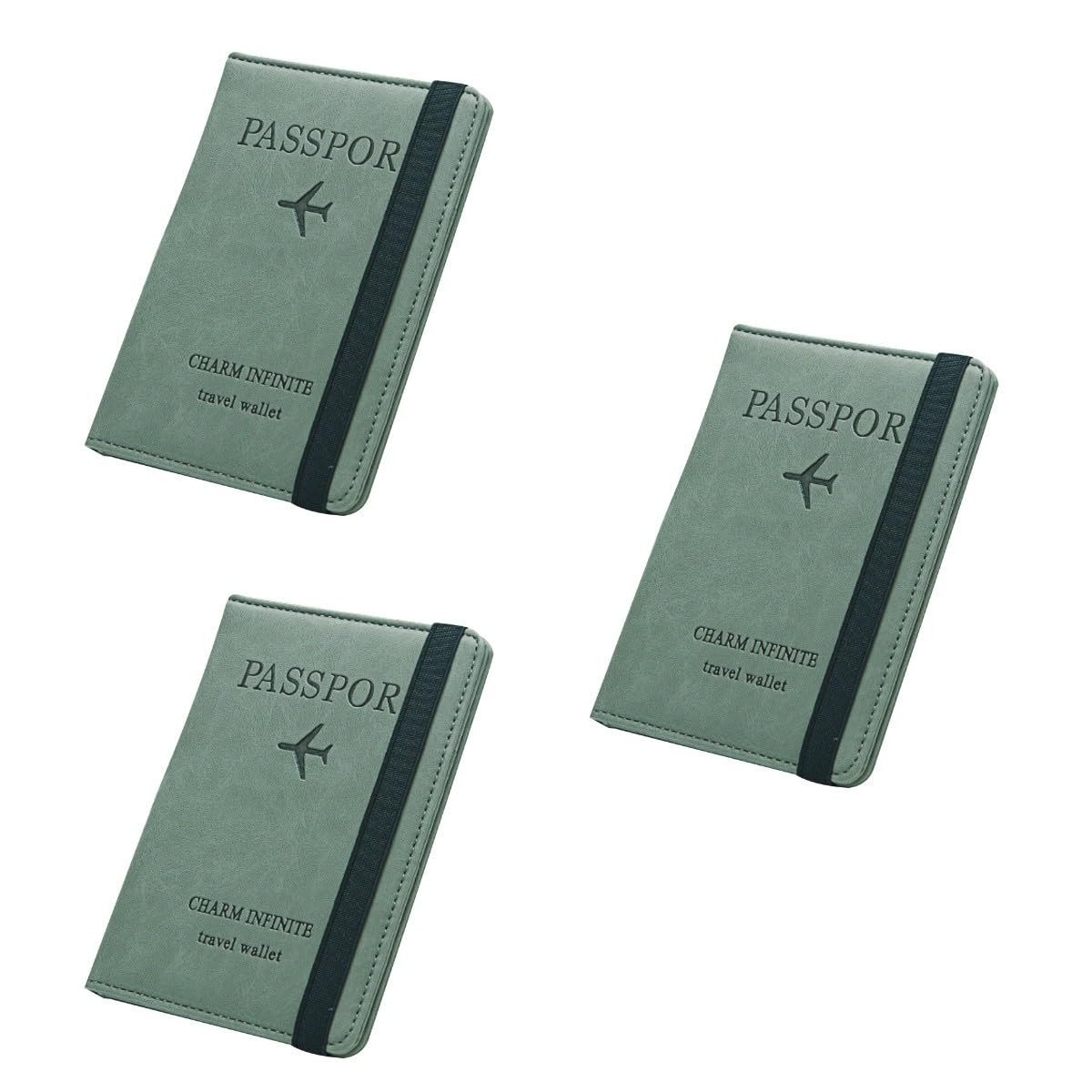 LIFKOME 3pezzi Portafoglio Rfid Per Passaporto Slim Pu Verde Borsa Multi-funzione Per Carte e Documenti Portafogli Per Donne e Ragazze Con Doppia Zip Design Pratico e Compatto Per Ufficio