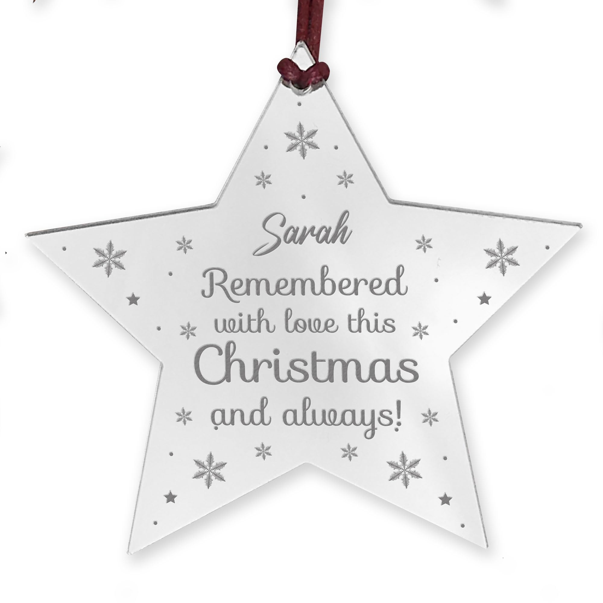 Red Ocean Personalised Memorial Decoration For Christmas Tree Remembered With Love Memorial Plaque For Mum Dad Grandad Nan Keepsake