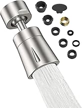 Hibbent 4 Spray Modes Kitchen Tap Sprayer Head, 360° Rotation and 70° Adjustable Tap Aerator, Solid Brass Rotating Ball and ABS Shell, 22 Female Thread with 6 Adapter, Brushed Nickel