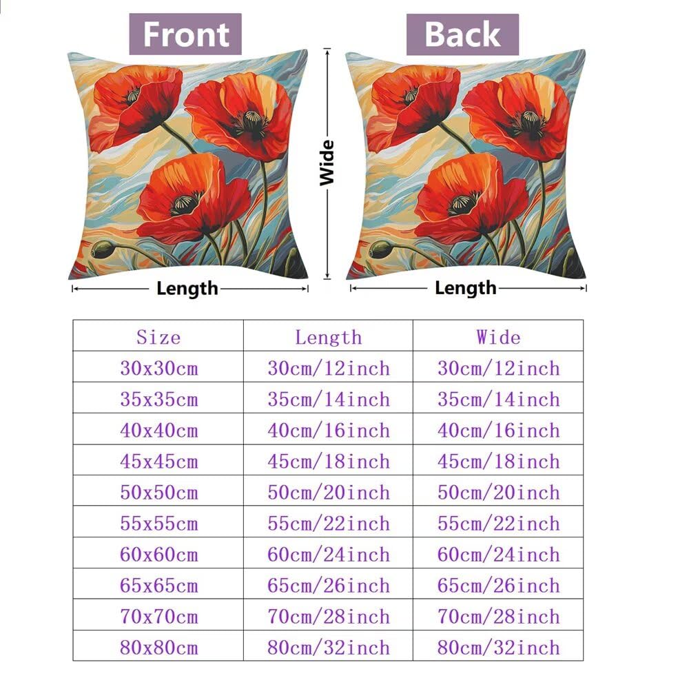 Outdoor Kissen Wetterfest Kissenbezüge 55x55 cm 2er Set Kissenbezug Mohnblume Sofakissen Deko Kissen Abstrakt Wasserfeste Frühling Sommer Kissenhülle Gartenkissen Zierkissen für Balkon Patio -GY195