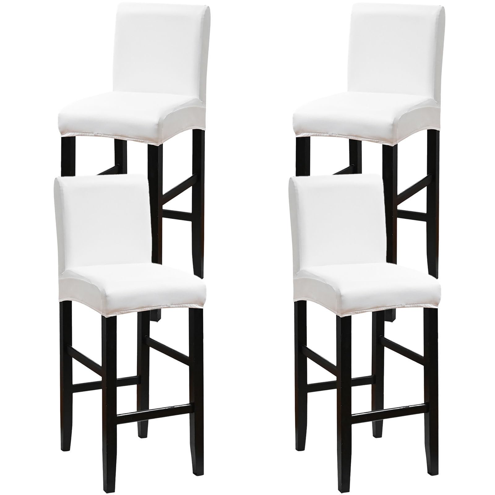 Zrcyxdw White Pu Leather Bar Stool Covers, Waterproof Bar Stool Chair Covers Set Of 4 Stretch Washable Counter Stool Pub Chair Slipcover For Dining Room Cafe-4 Pack