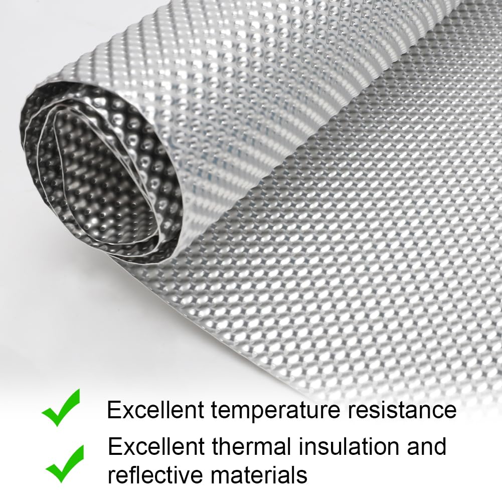 LOMUG Plaque de protection thermique en aluminium embossé, 100 cm x 40 cm, Plaque de protection thermique en aluminium pour véhicule, Kit de réparation de plaque de protection thermique aluminisée