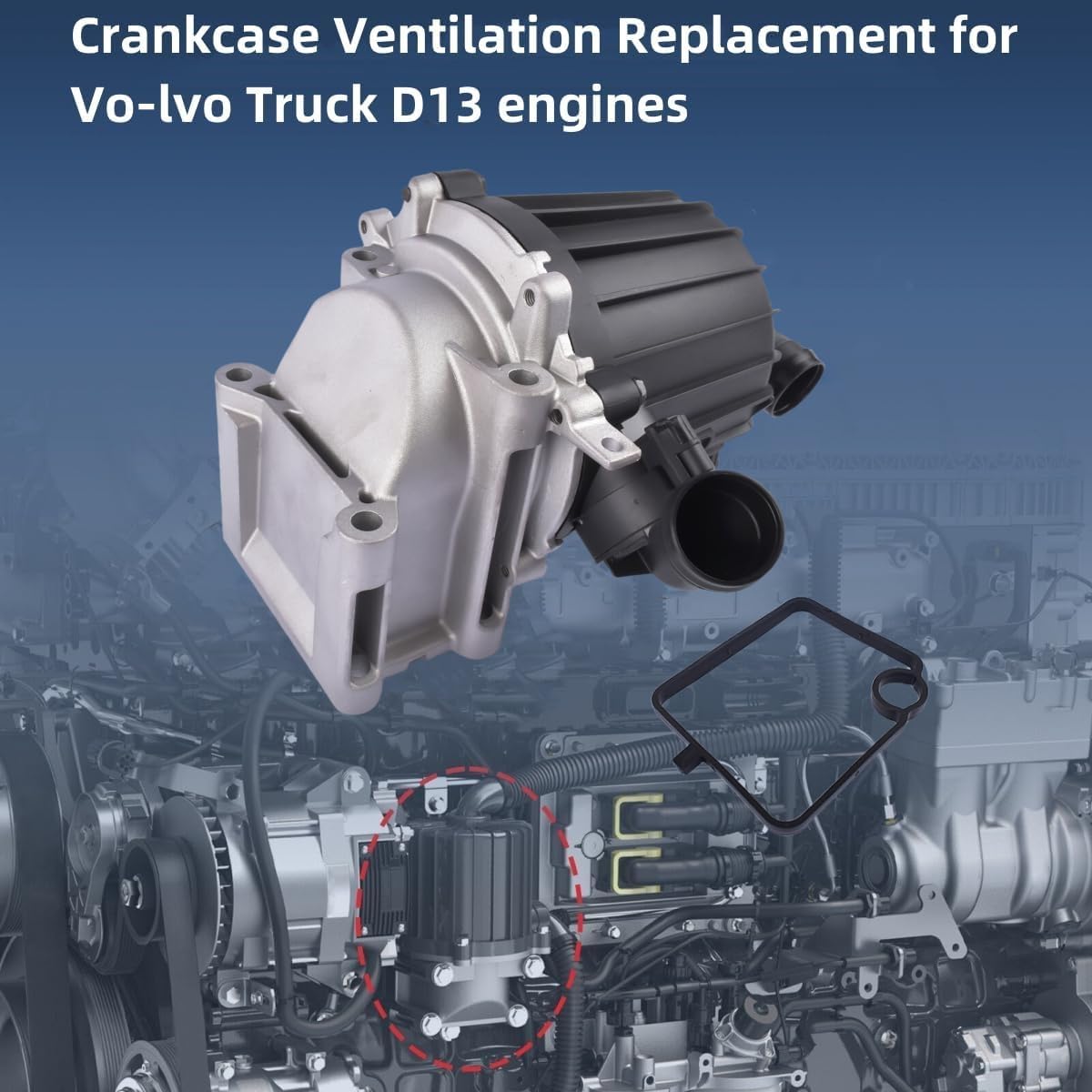 Crankcase Ventilation Oil Separator with Gasket Replacement for Volvo Truck D13 engines 21373547 22877306 included Gasket 20532891 Vahaha