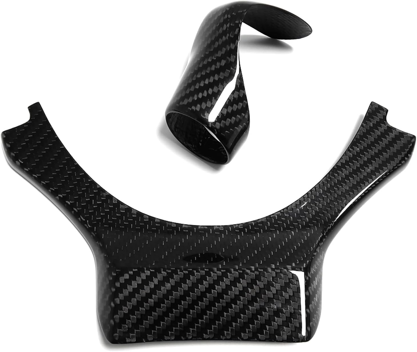 Compatible for Lexus is NX RC RCF CT200h IS300 IS350 NX200 NX300h RC200 RC300h F Sport Carbon Fiber Car Interior Steering Wheel Trim Cover (Color : Glossy Carbon-01)
