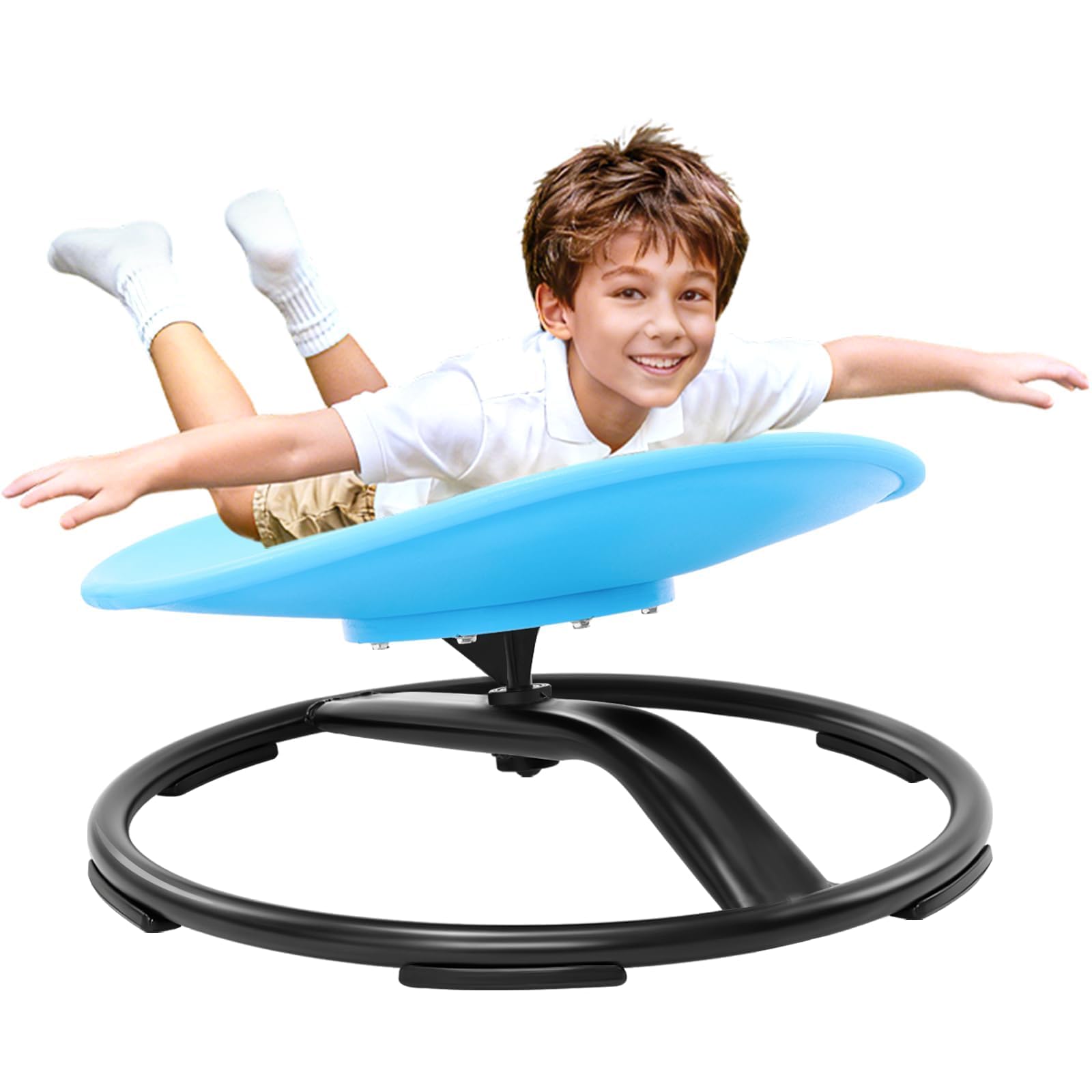 Zhenx Spinning Chair for Autistic Kids (Ages 3-18) - 220LBS Capacity Sensory Swivel Seat - Sensory Toy for Teens with ADHD/Autism - Sit and Spin Calming Gift to Improve Focus & Body Balance (Blue)