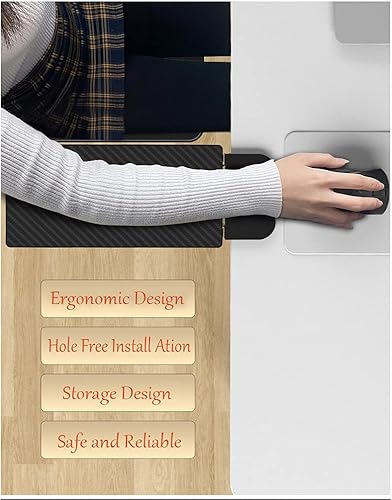Miniatura 2 de Y&J Soporte de brazo para codo, abrazadera ergonómica de bandeja de extensión de escritorio, sin perforaciones, fácil de instalar, reduce la fatiga