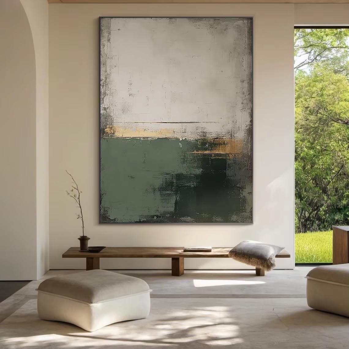 DFZEWKI Beige Abstract Painting Beige Wall Art Circular Wall Decor Canvas Home Decor Abstract Art(40x50cm(16x20in)/No frame)