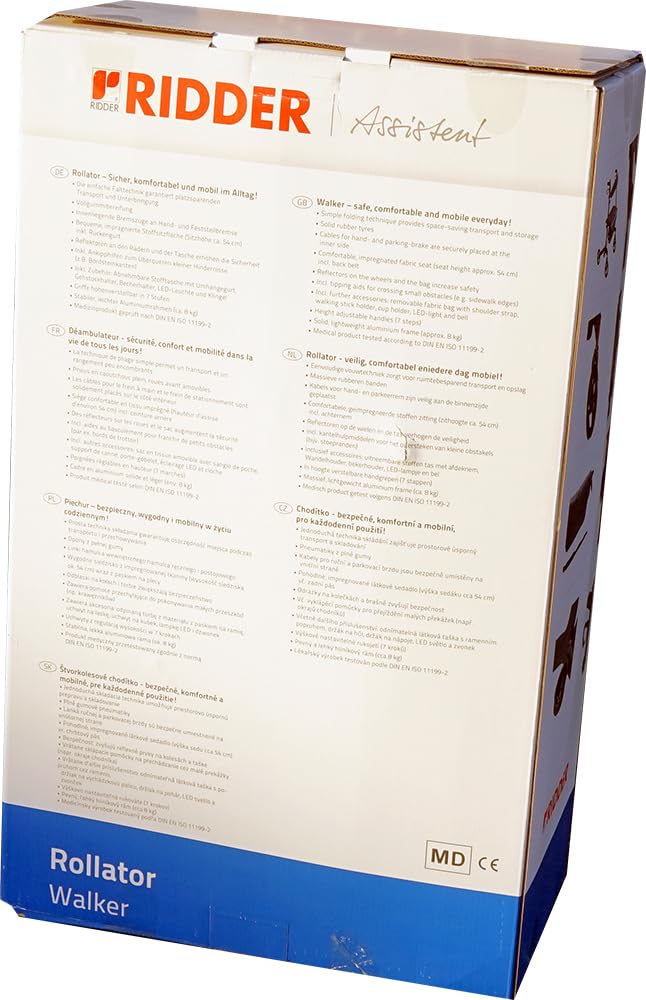 HEADNMORE® Bundle – RIDDER® chodzik Walker wózek spacerowy do 125 kg, szerokość siedziska: 46 cm + breloczek do kluczy