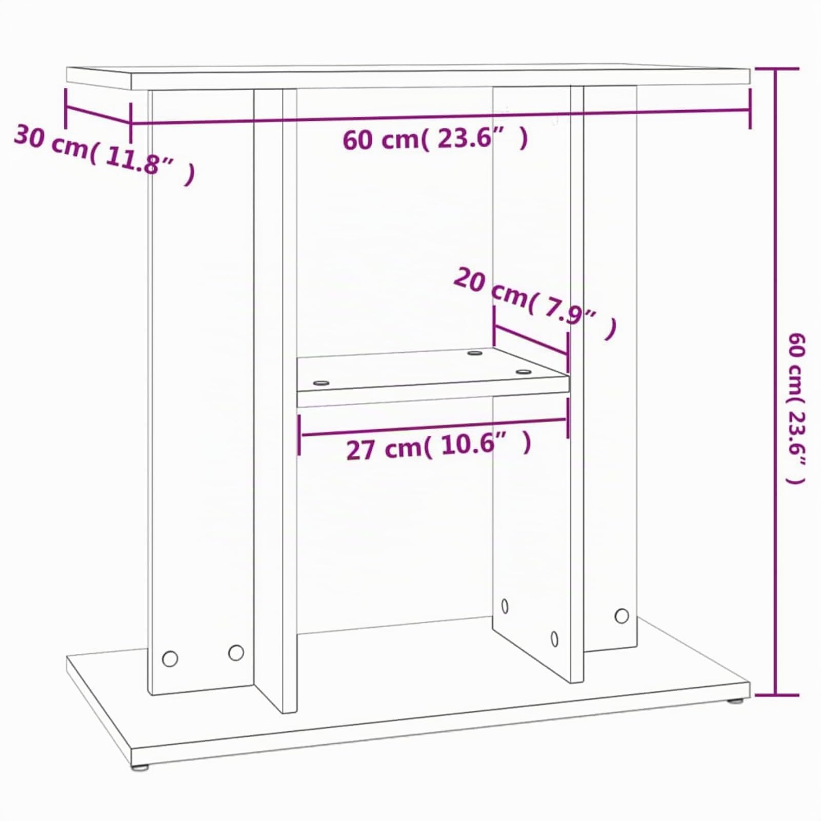 Rantry Aquariumständer Aquarien Schrank Aquarium Unterschrank mit viel Stauraum, Aquarium Tisch mit Stabiler Oberplatte, für Sicheren Stand Weiß 60x30x60 cm Holzwerkstoff