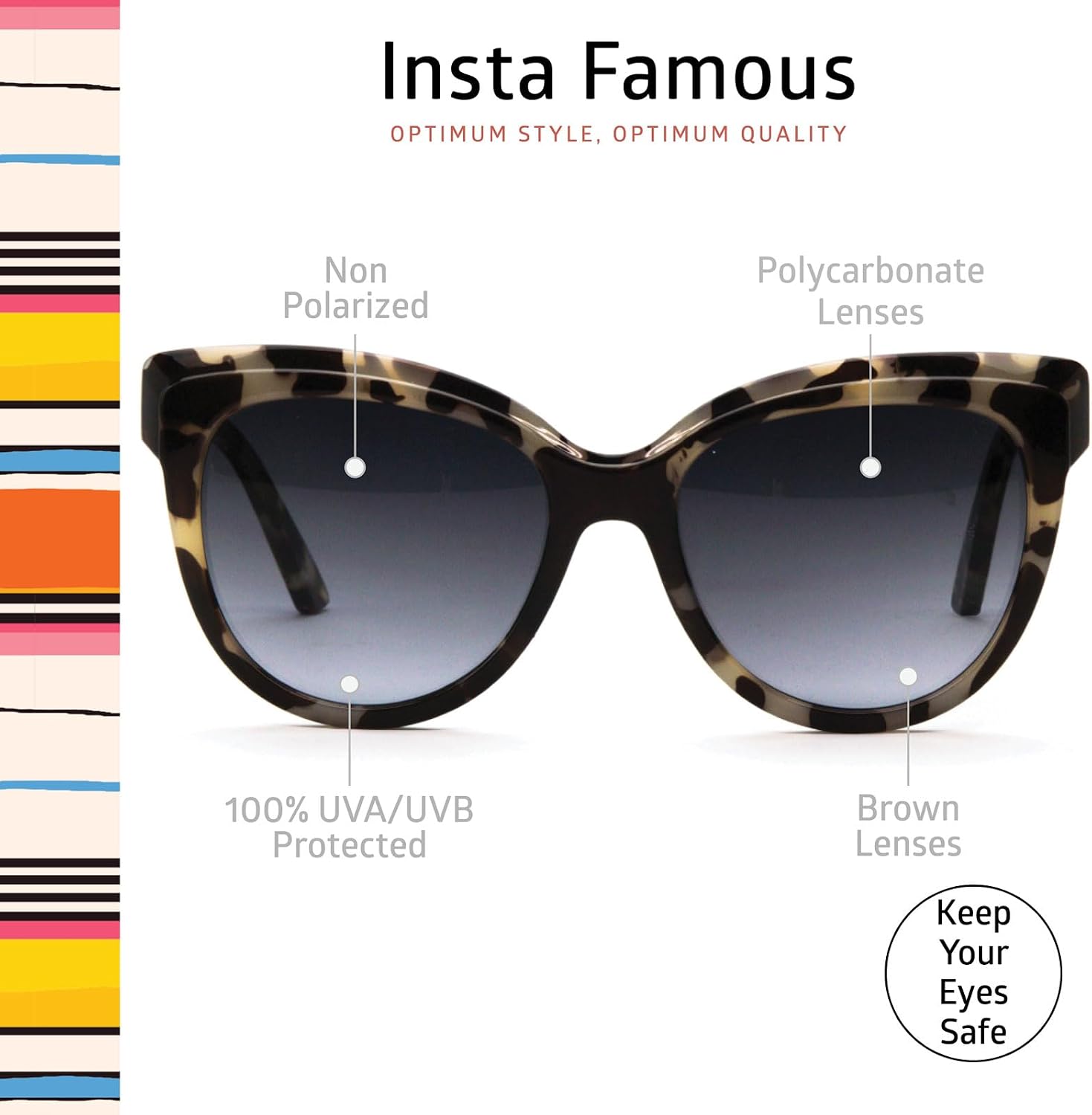 OPTIMUM OPTICAL Retro Cat Eye Framed UV Protective Sunglasses for Women - Insta Famous
