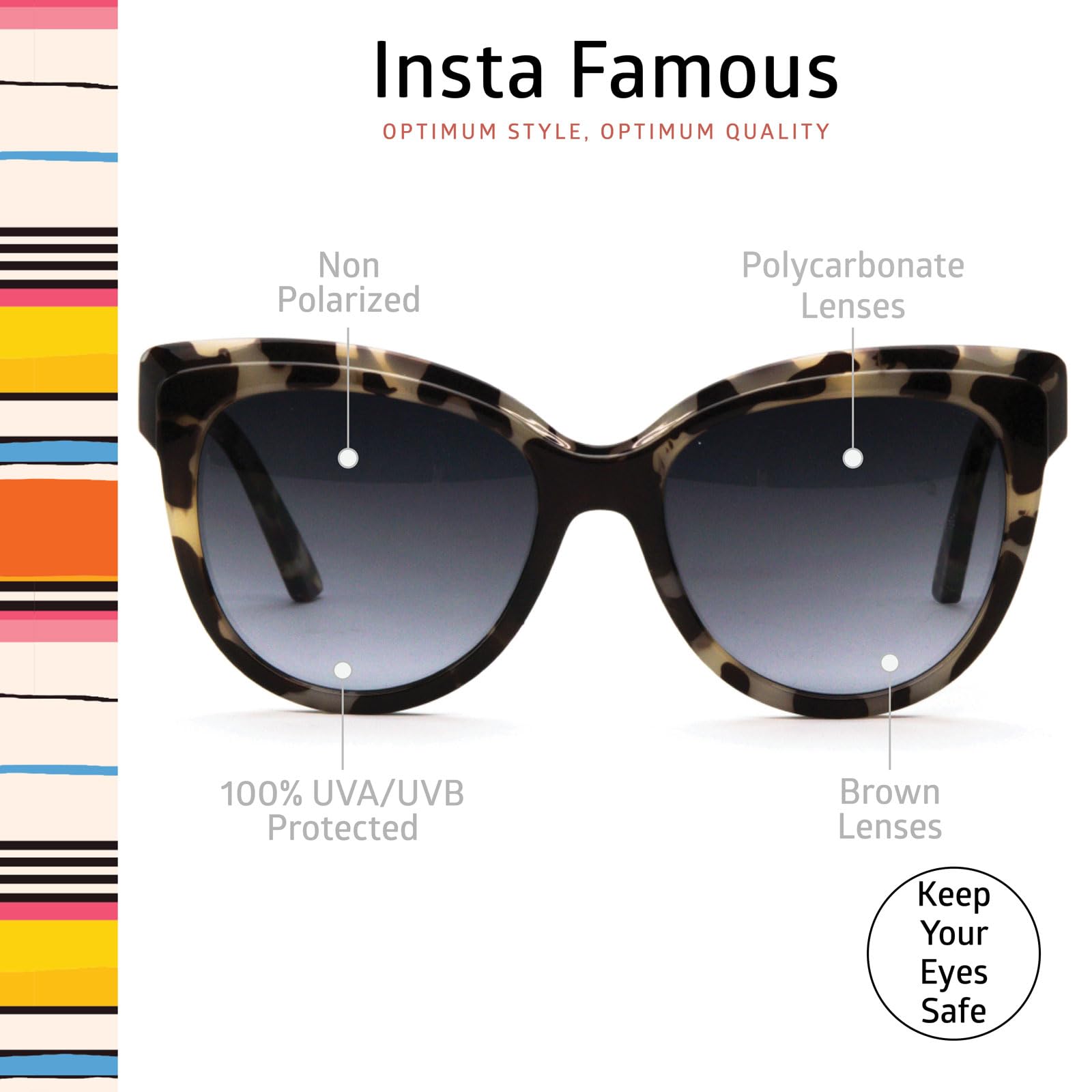 OPTIMUM OPTICAL Retro Cat Eye Framed UV Protective Sunglasses for Women - Insta Famous